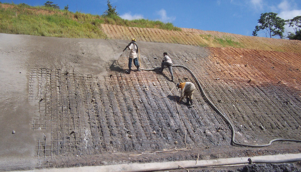 Shotcrete machine used for slope project in Malaysia